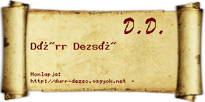 Dürr Dezső névjegykártya